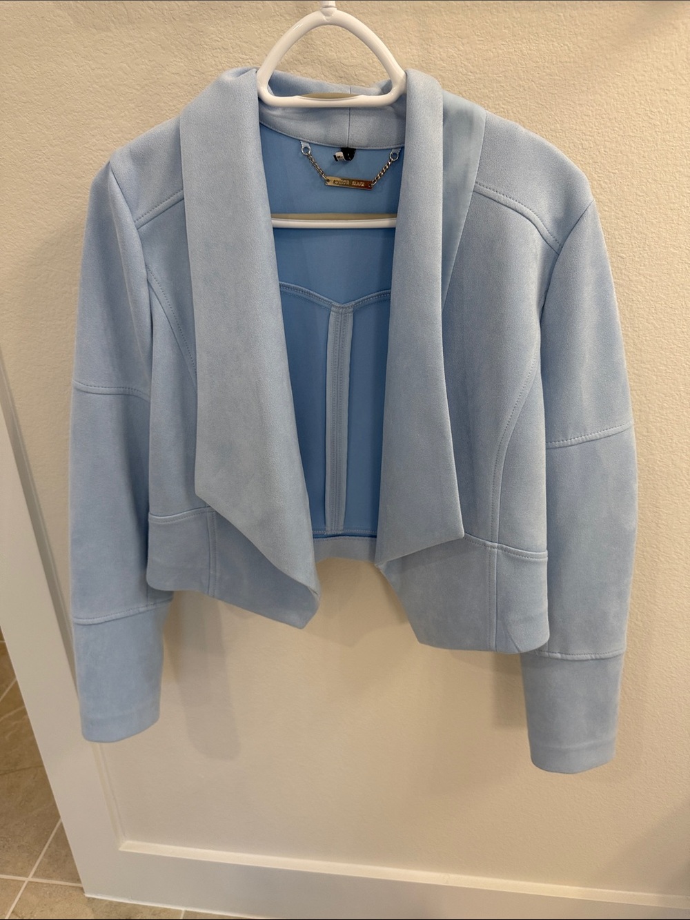 White House Black Market Pale Blue Open-Front Draped Blazer